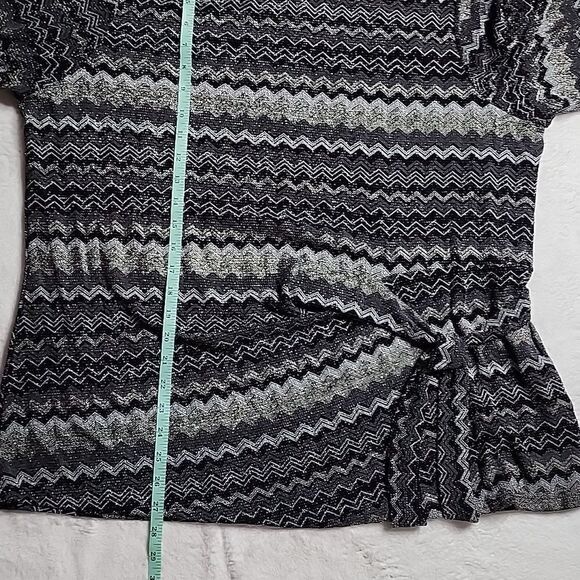 NWT Women's Metallic Side-Tie 3/4-Sleeve Top - Black Multi Size 2X - Picture 7 of 8